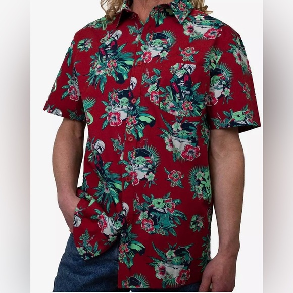 Star Wars The Mandalorian Grogu Woven Button-Up Men’s Size Medium - Picture 1 of 10